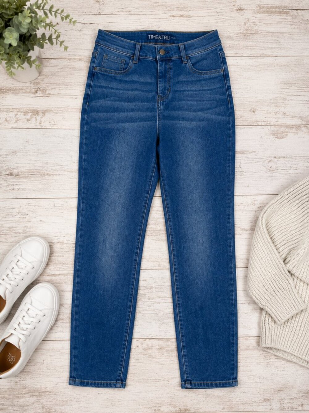 Time and Tru Women’s Medium Blue High Rise Skinny Jeans Stretch Denim